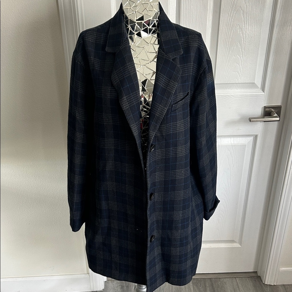 Elizabeth and James Court Plaid Blue Blazer Jacket M